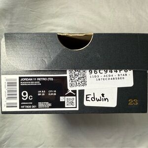 Jordan 11 Retro 9 (TD) (Velvet Black and Red Sneakers)